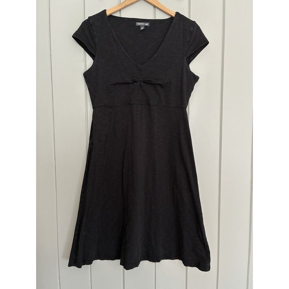 Toad & Co Rosemarie Dress M Medium Black Fit Flare Organic Cotton Outdoors S/S
